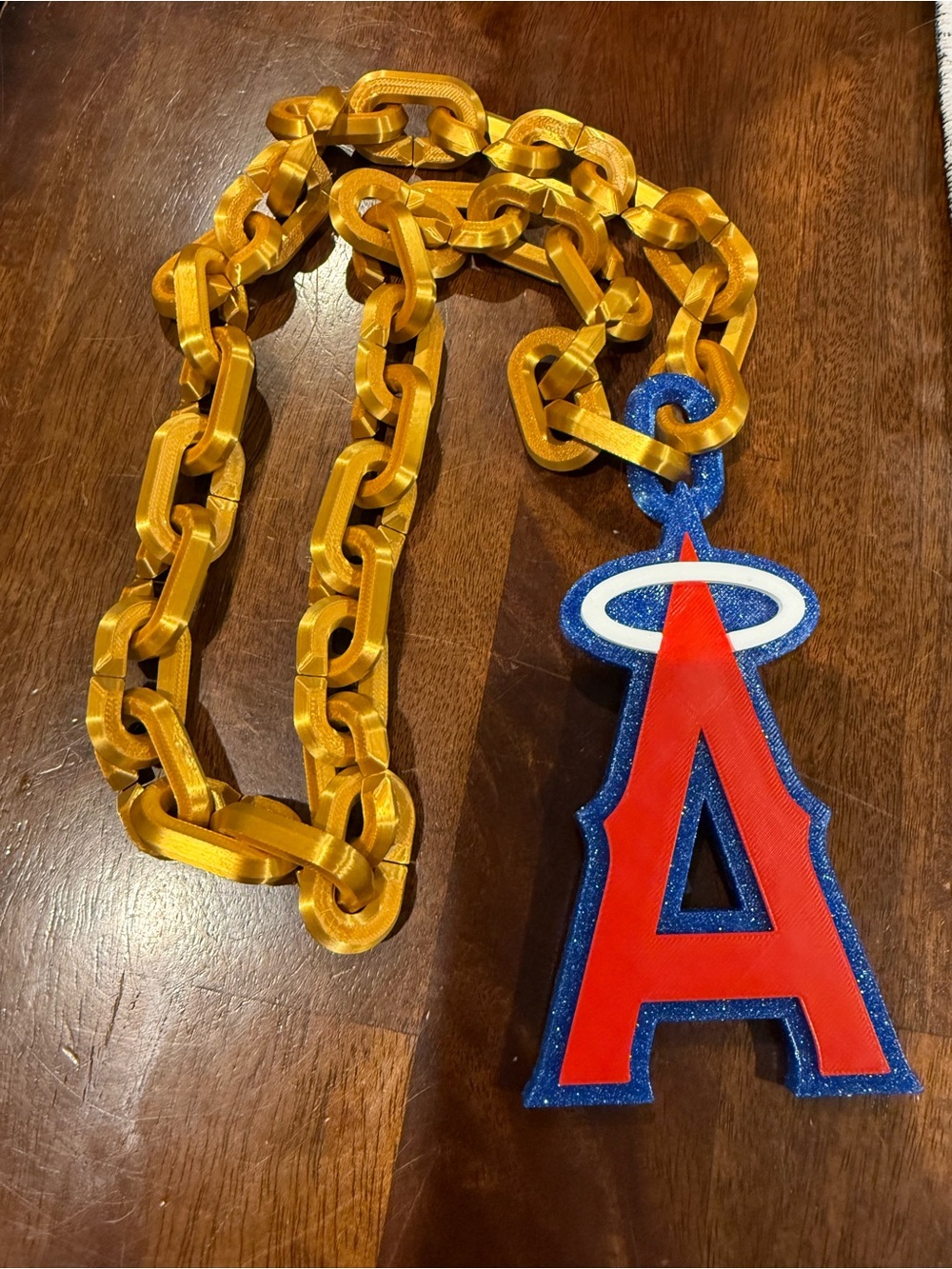3D Printed Drip - A’s Pendant Necklace - Red & Gold